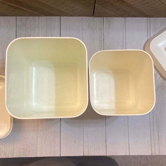 Set of 2 Vintage MCM Lustro-Ware Rooster Nesting Kitchen Canisters Brown Cream - Picture 3 of 12